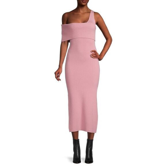 Line & Dot Sylvie Sleeveless one shoulder Midi Dress in Rose size S NWT - Picture 6 of 10